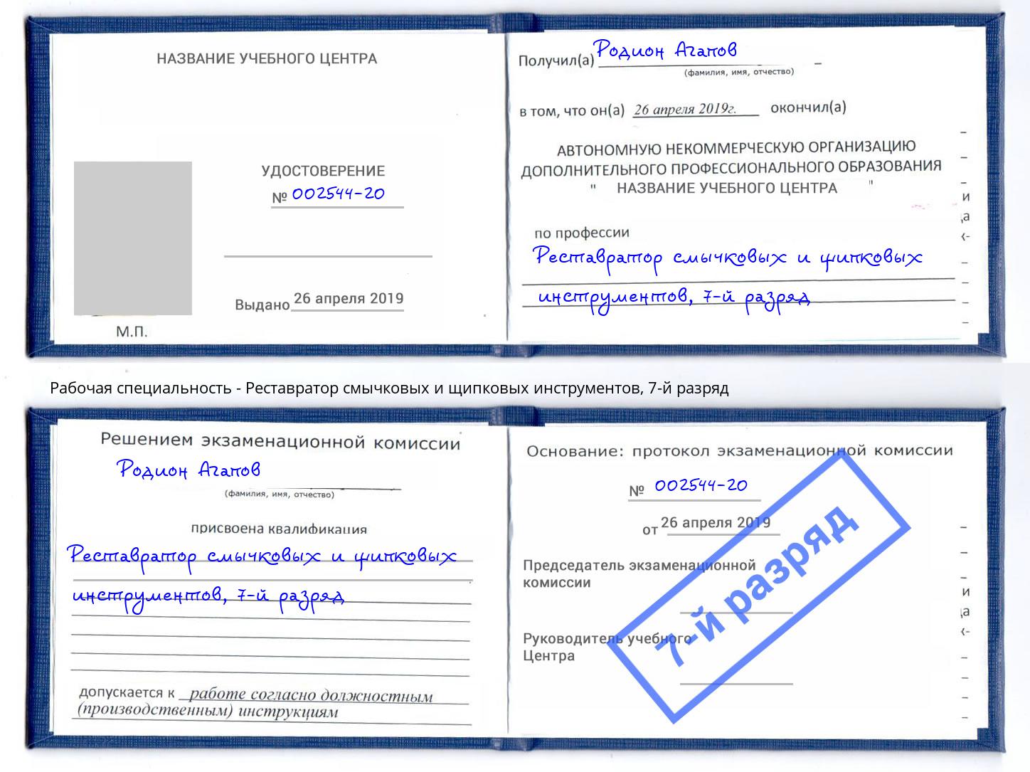 корочка 7-й разряд Реставратор смычковых и щипковых инструментов Лянтор