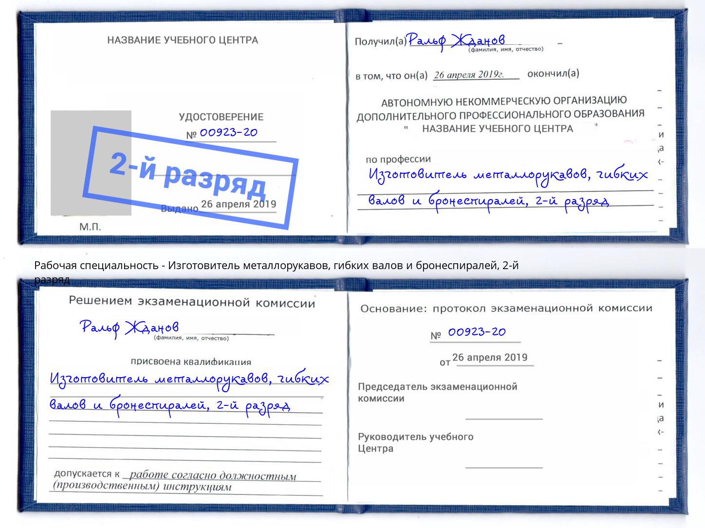 корочка 2-й разряд Изготовитель металлорукавов, гибких валов и бронеспиралей Лянтор